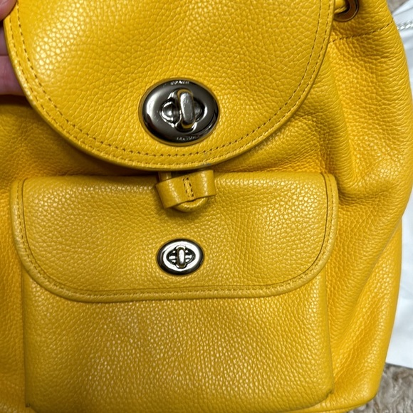 Coach Yellow Pebble Leather Mini Turnlock Backpack Bag - Picture 3 of 11